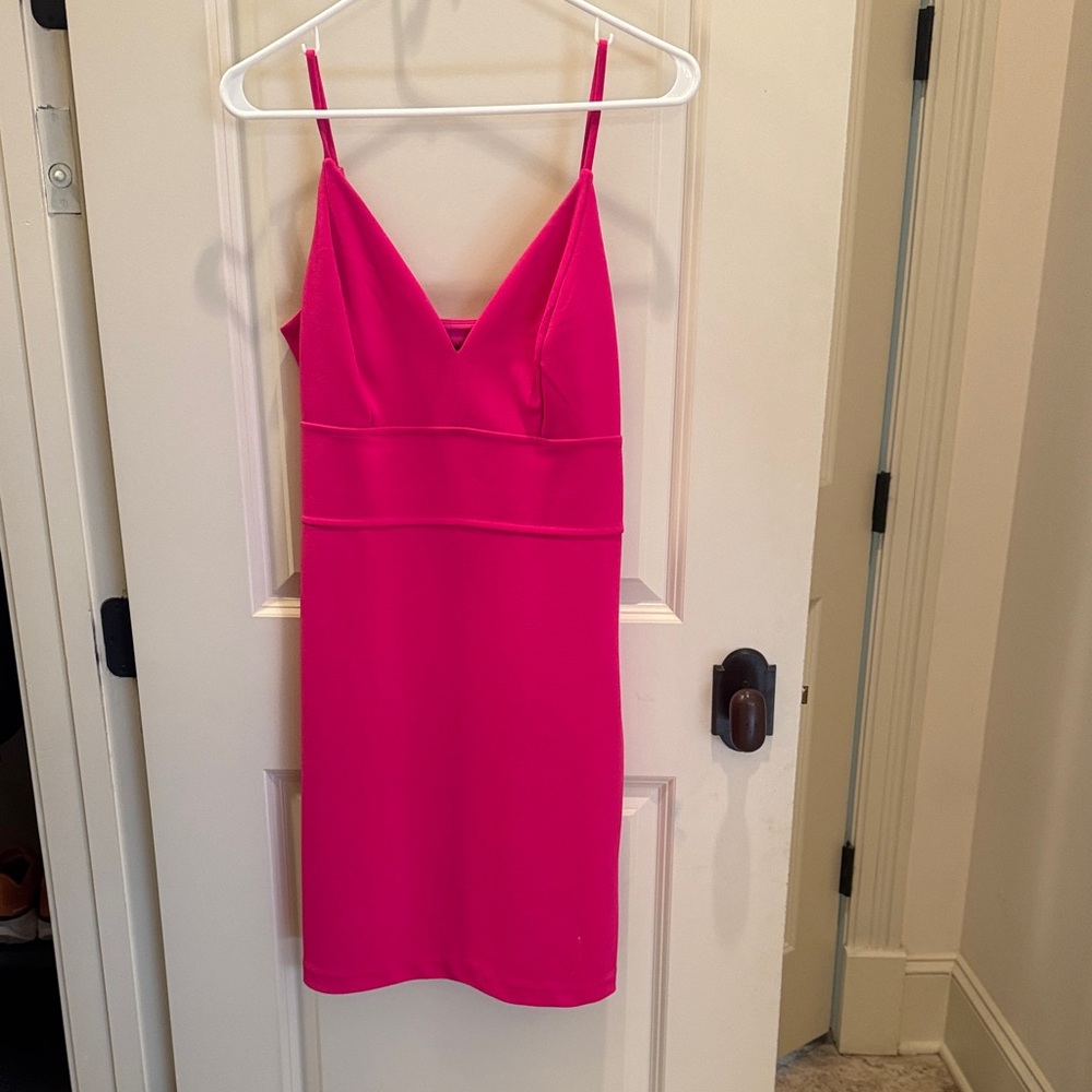 Express Hot Pink Spaghetti Strap V-Neck Dress